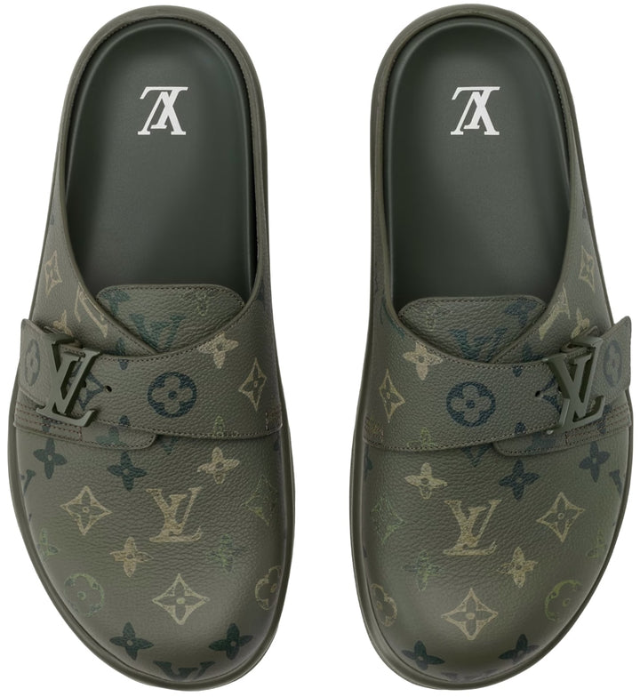 Louis Vuitton 'Khaki Green' Mule Slippers