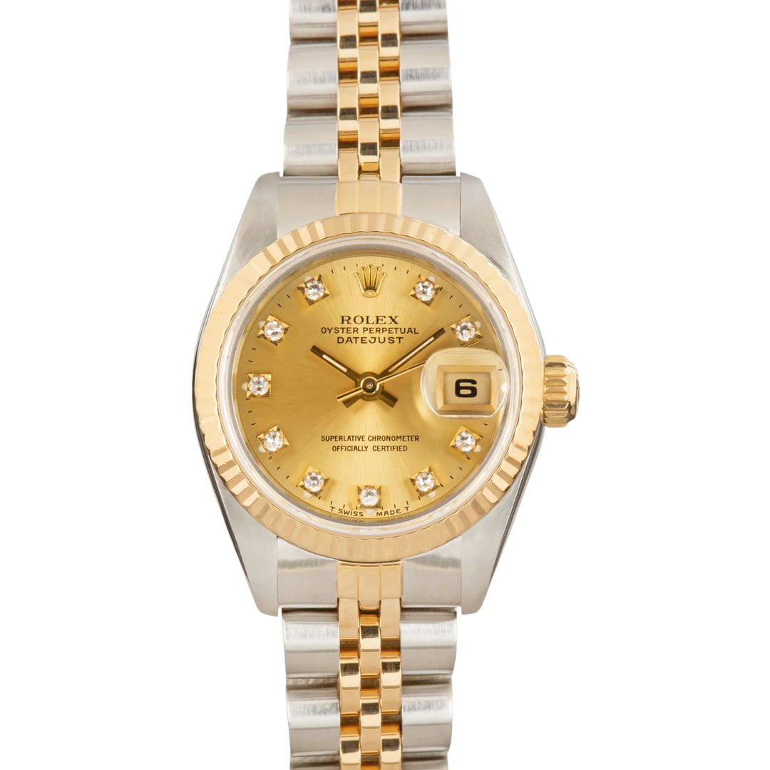 Rolex Lady Datejust 'Champagne Diamond' Fluted Jubilee Two Tone 18k 26 Watch 69173 