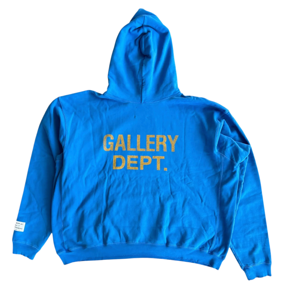 Gallery Dept. 'Yellow Logo' Blue Hoodie