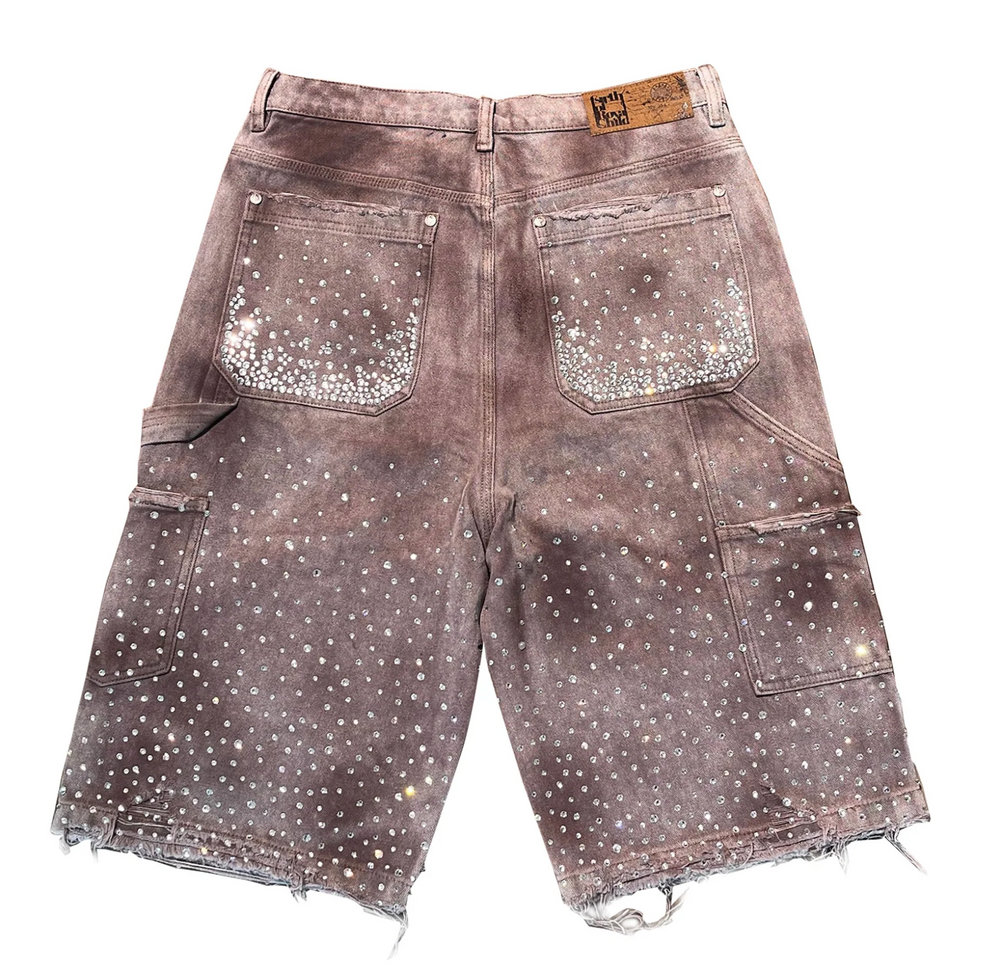 Birth Of Royal Child 'Washed Brown' Diamond Jean Shorts