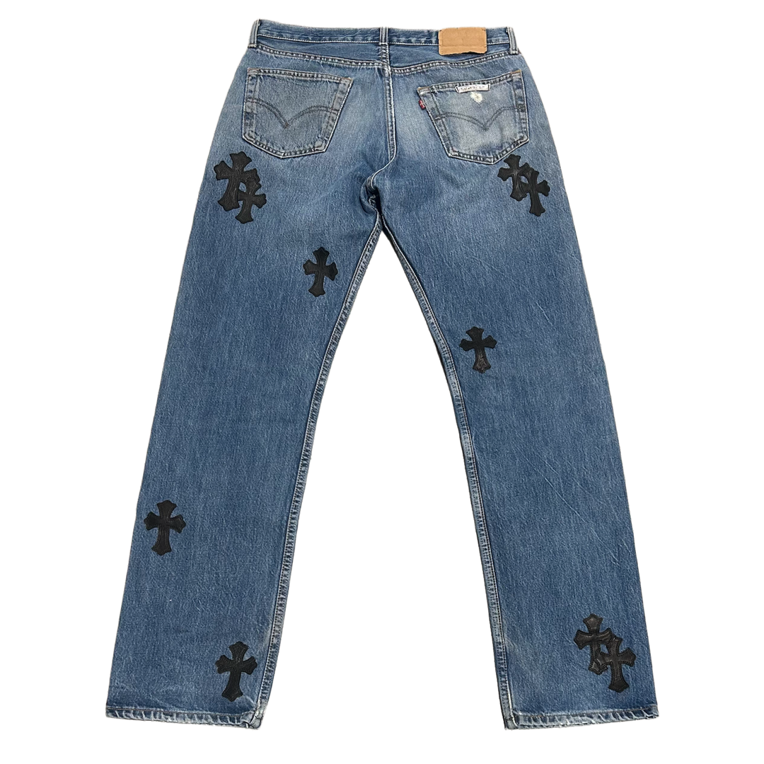 Chrome Hearts '20 Patch' Black Cross Patch Jeans
