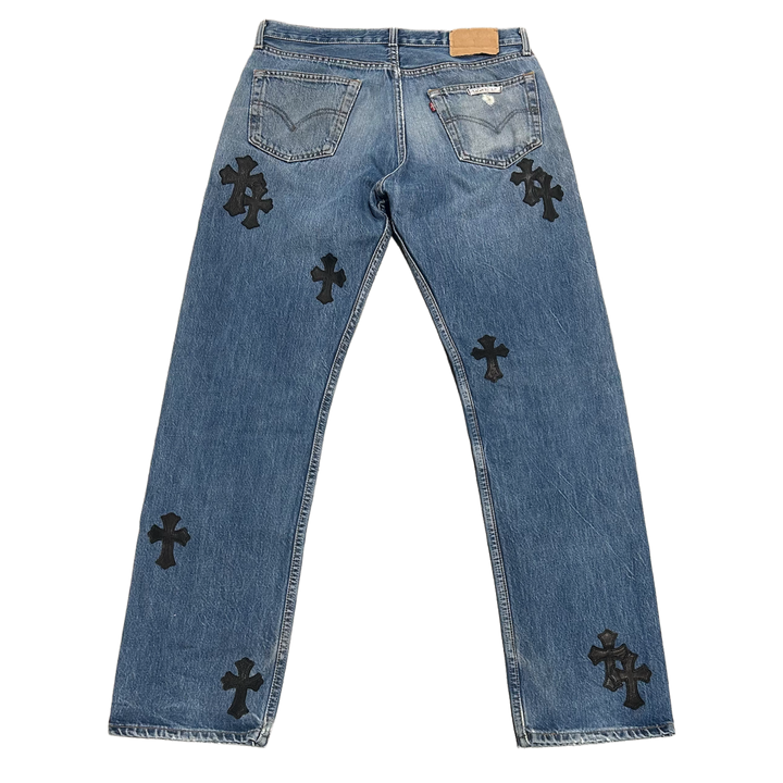 Chrome Hearts '20 Patch' Black Cross Patch Jeans