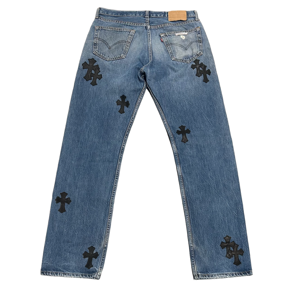 Chrome Hearts '20 Patch' Black Cross Patch Jeans