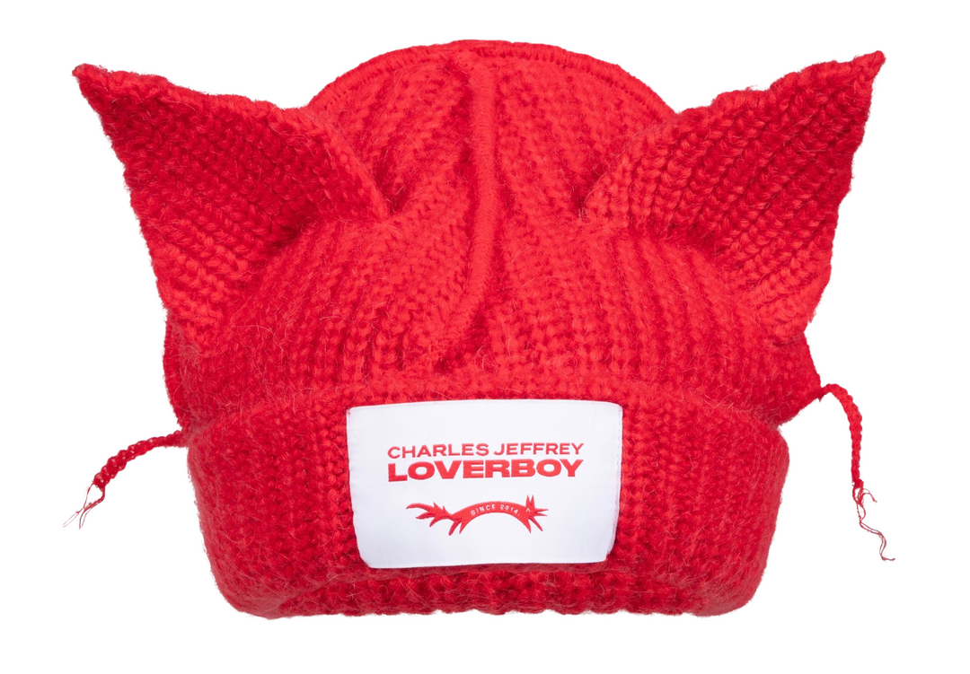 Charles Jefferey Loverboy 'Chunky Ears' Red Beanie