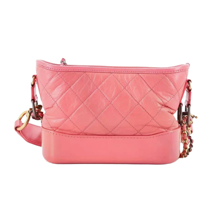 Chanel 'Gabrielle Hobo' Pink Quilted Aged Small Calfskin Bag