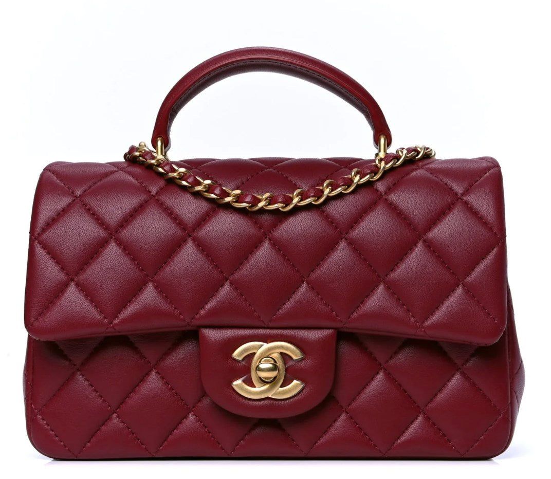 Chanel 'Burgundy' Light Gold Hardware Lambskin Mini Bag