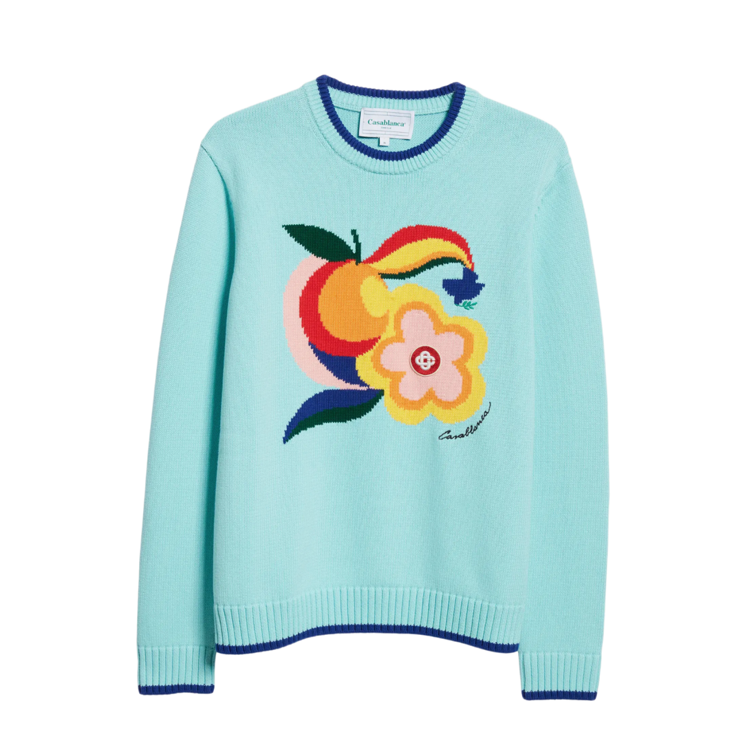 Casablanca 'Blanca' Floral Intarsia Crewneck Sweater