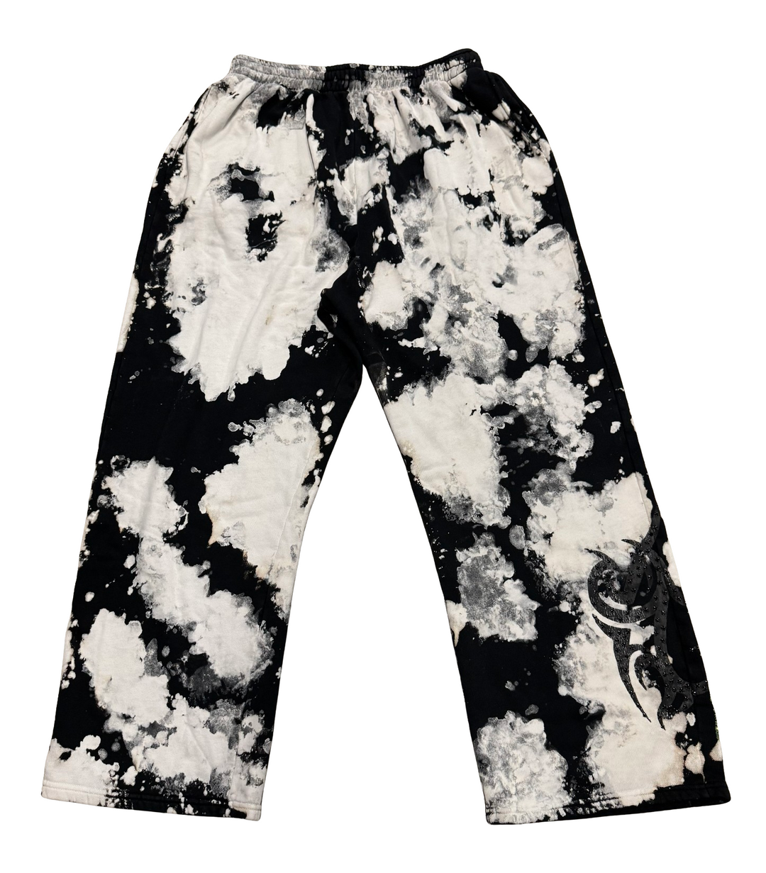 Bossi 'Tie-Dye' Black/White Rhinestone Sweatpants