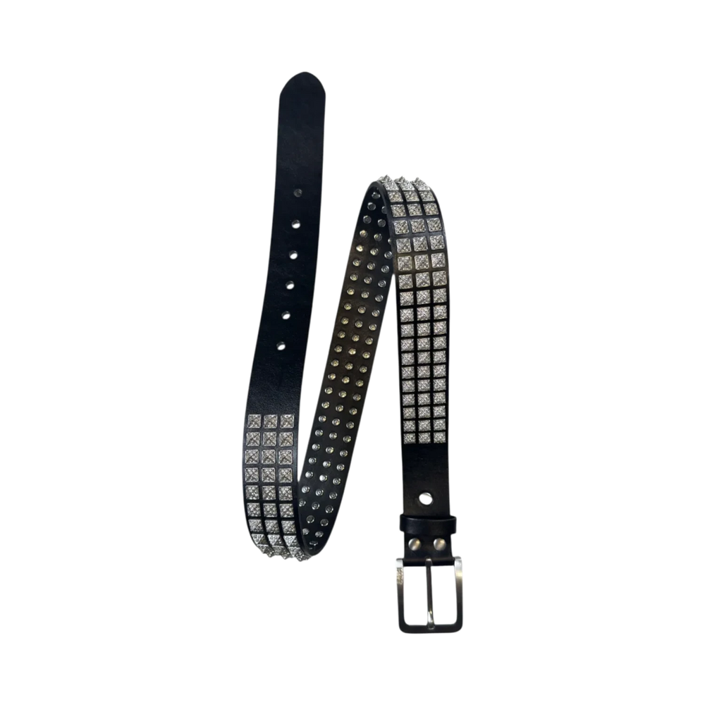 Bossi 'Silver on Black' Studded Belt