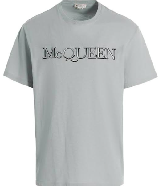 Alexander McQueen ‘Embroidered Logo’ Grey Blue Tee