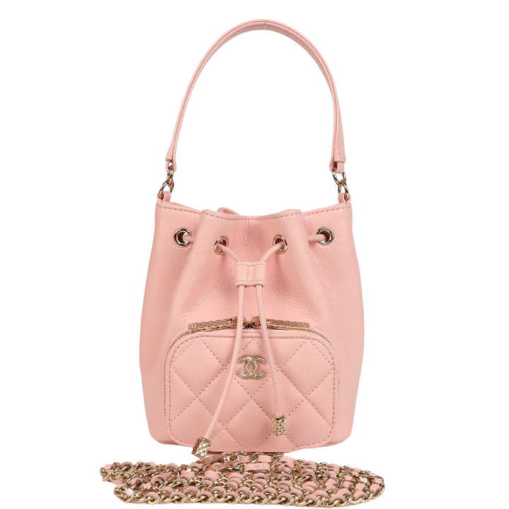 Chanel 'Pink Caviar Light Gold Hardware' Mini Top Handle Bucket Bag