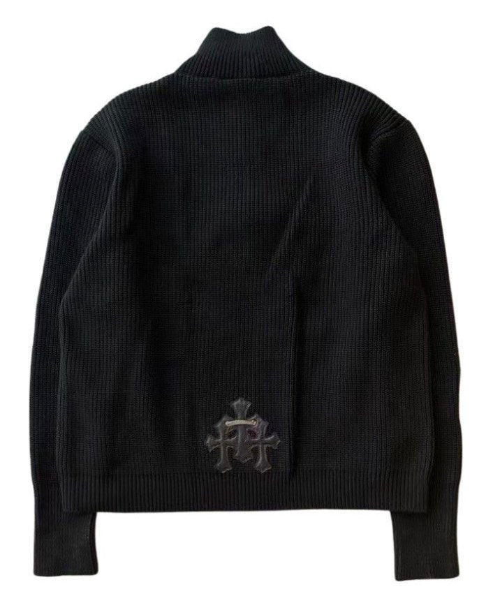 Chrome Hearts 'Triple Cross Patch' Cashmere Quarter-Zip Sweater