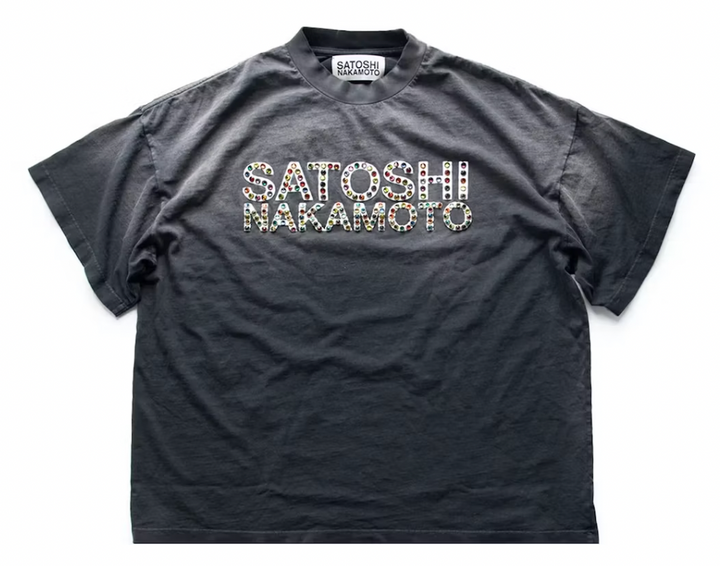 Satoshi Nakamoto 'Studded Logo' Black Tee