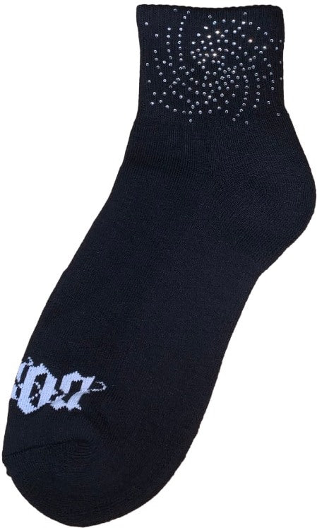 Bossi 'Silver Swirl' Rhinestone Black Socks