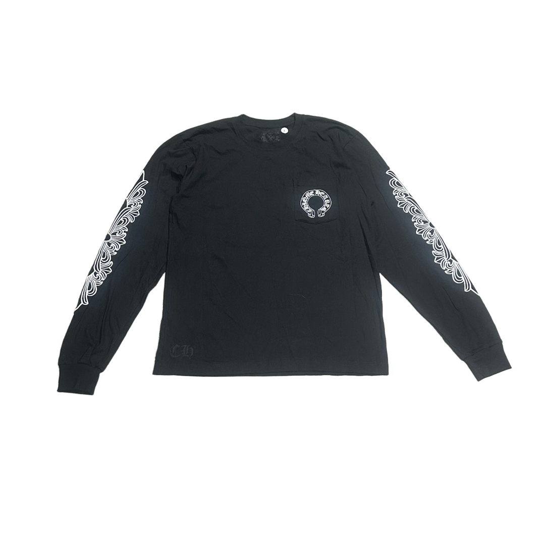 Chrome Hearts 'Black' Floral Horseshoe Longsleeve Tee