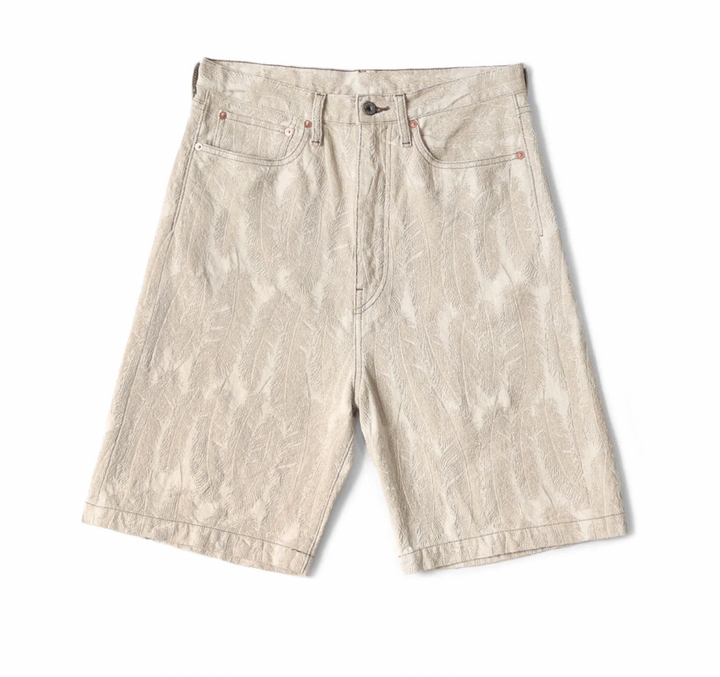 Kapital 12 Oz 'Magpie' Cream Denim Shorts