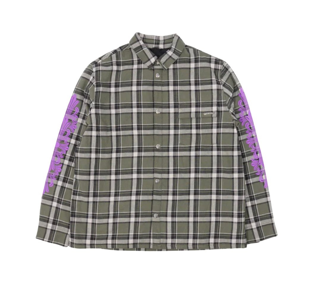 Chrome Hearts 'Purple Floral' Green Flannel Jacket