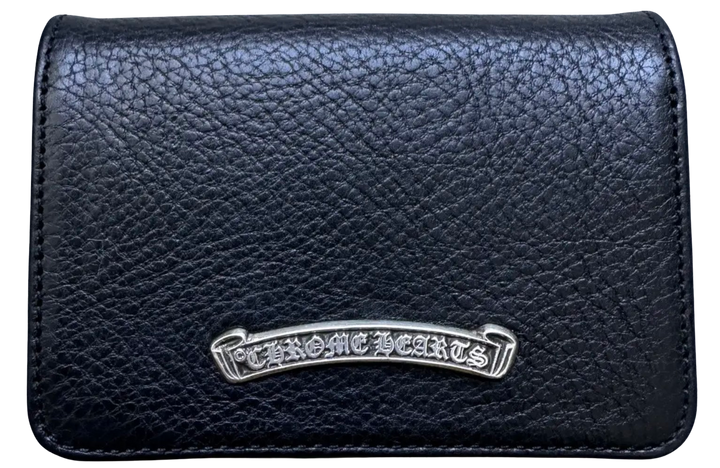 Chrome Hearts 'Scroll' Black Leather Card Holder