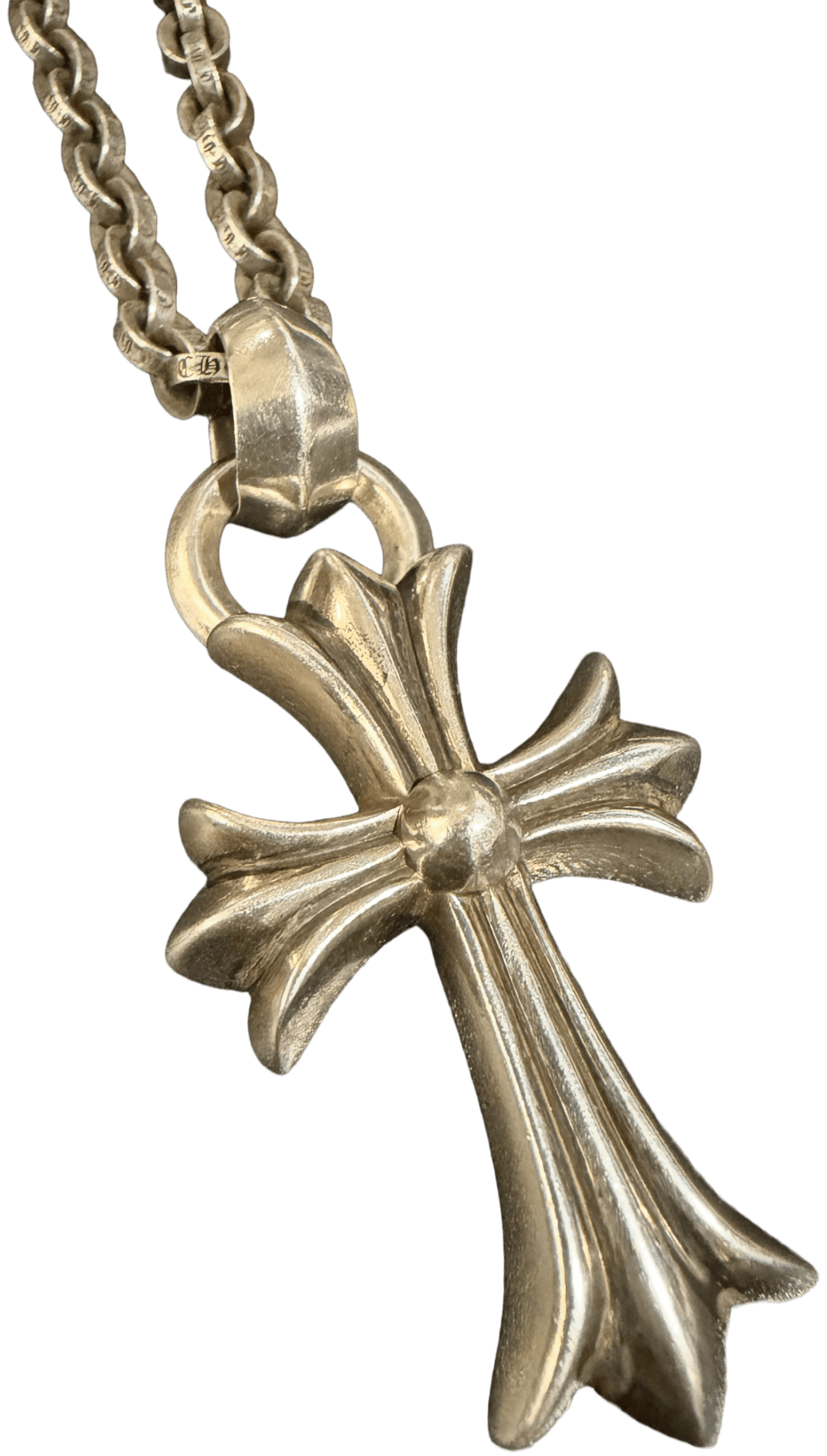 Chrome Hearts 'Cross Pendant' 13.5in Silver Paper Chain Necklace