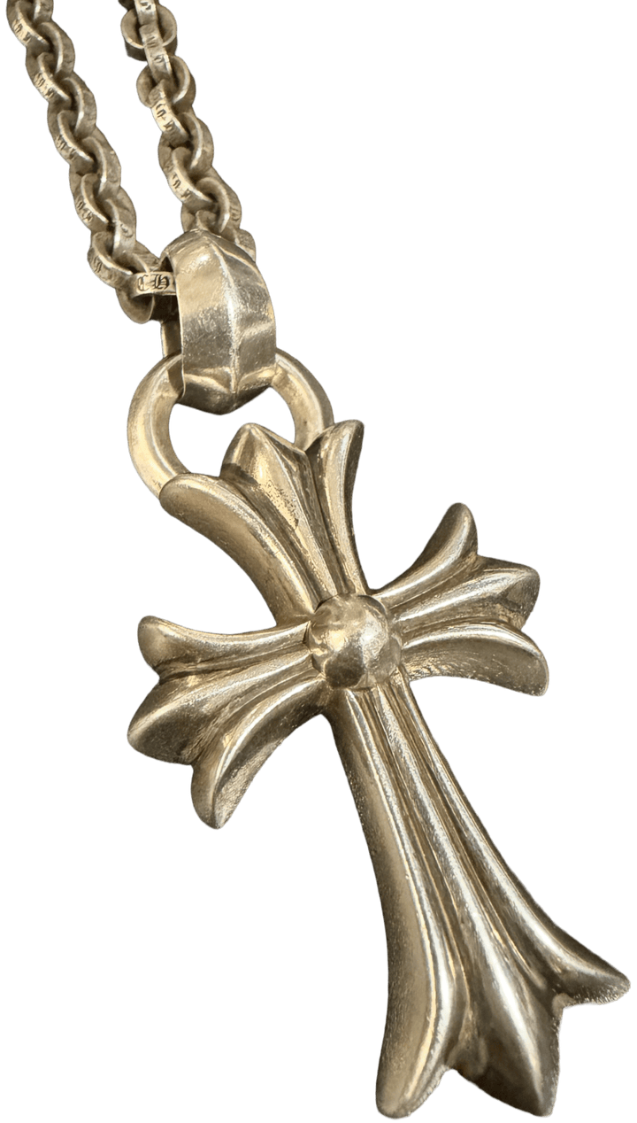 Chrome Hearts 'Cross Pendant' 13.5in Silver Paper Chain Necklace