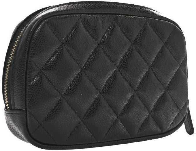 Chanel 'Caviar Quilted' Black Cosmetic Pouch