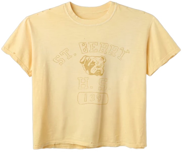 Gold+Vintage Gallery Raspberry Hills 'St. Berry' Yellow Tee