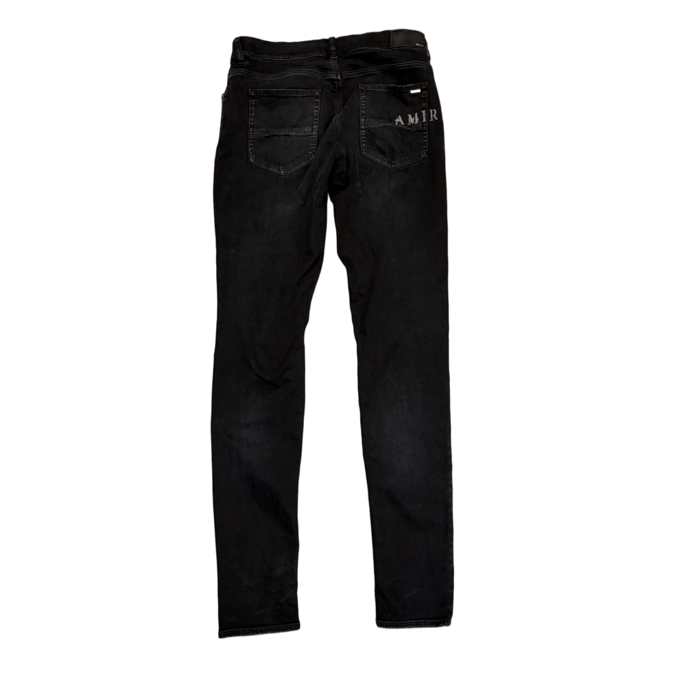 Amiri 'Black' Hibiscus Flower Stencil Jeans