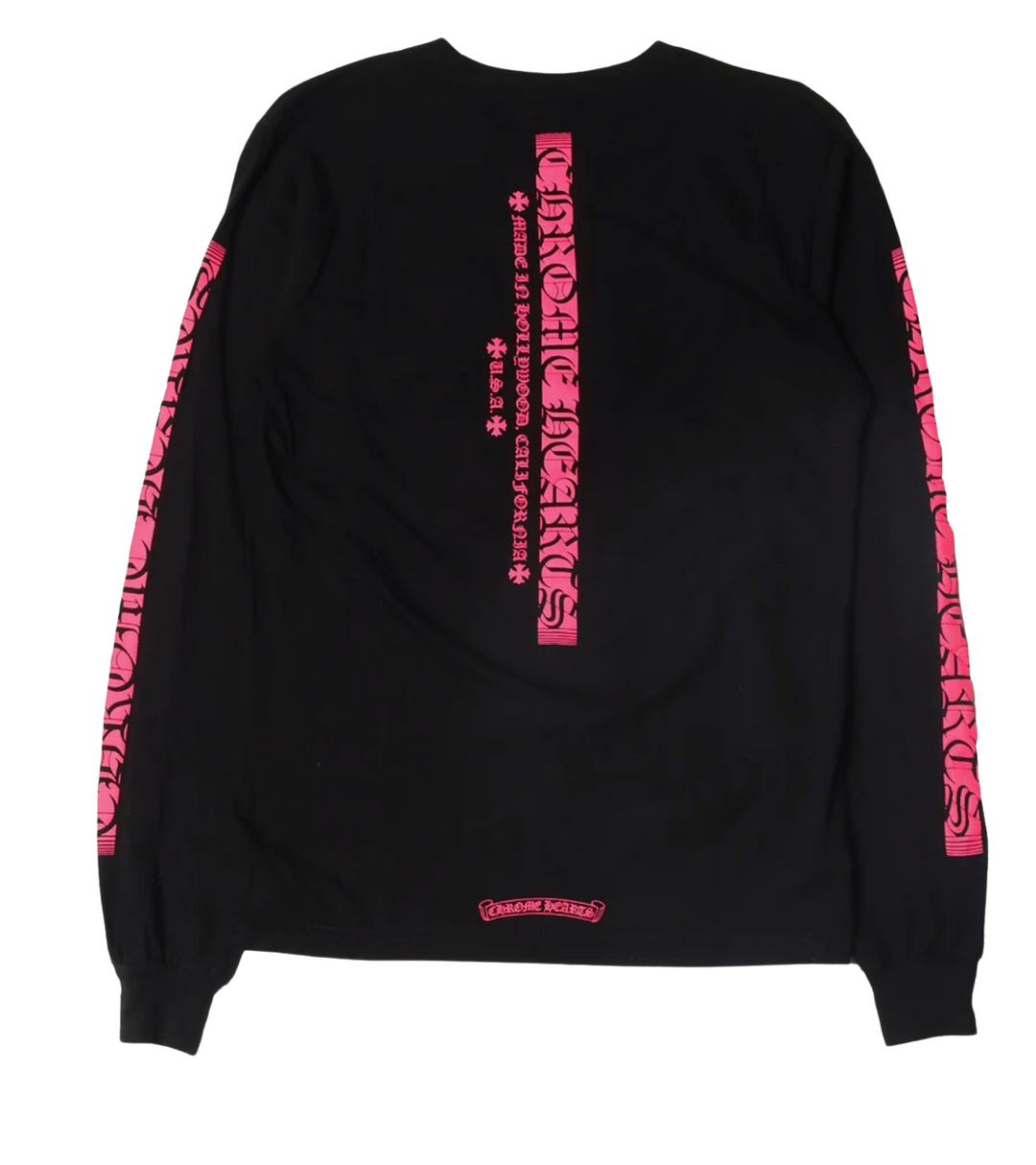 Chrome Hearts 'Pink Logo Sleeve' Black Long Sleeve