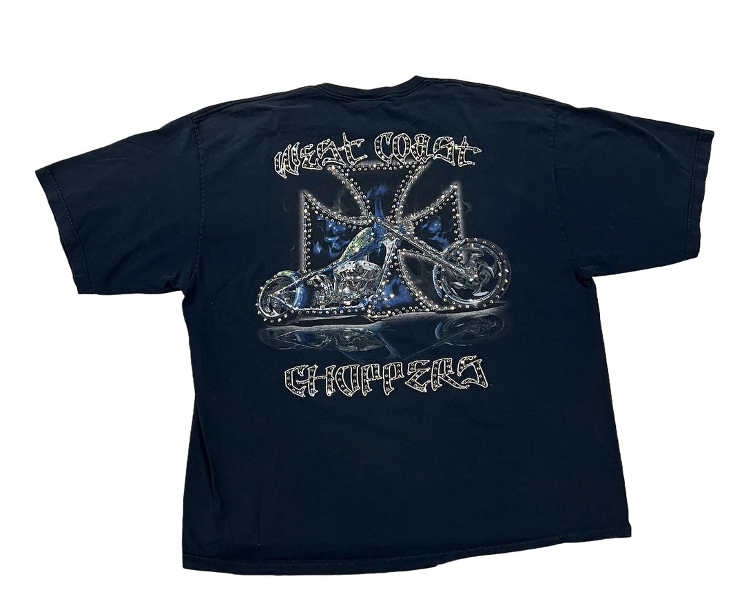 West Coast Choppers 'Blue Bike' Rhinestone Vintage Tee
