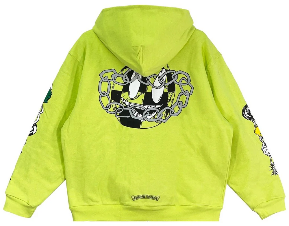 Chrome Hearts Matty Boy 'Link' Lime Zip Up Hoodie