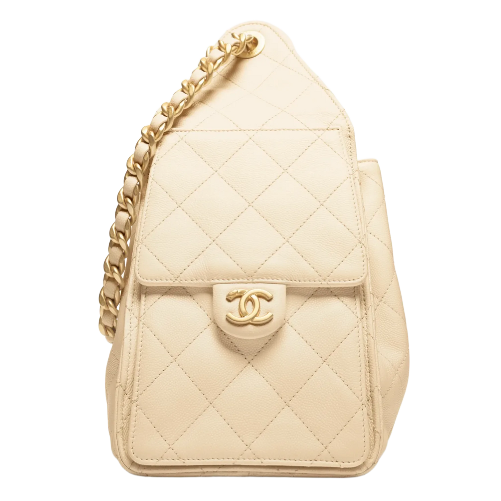 Chanel 'Beige' 25 Small Handbag Grained Calfskin & Gold-Tone Metal