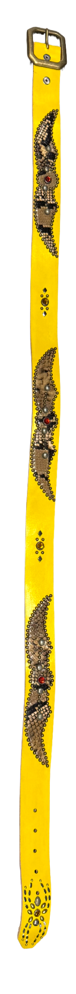 Studded 'Snakeskin/Spider Gem' Yellow Belt