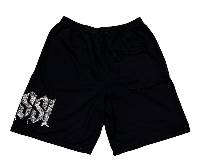 Bossi 'Black and White' Rhinestone Sweat Shorts