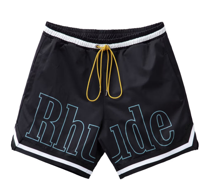 Rhude 'Blue Logo' Black Basketball Swim Shorts