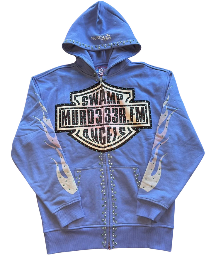 Murd333r.fm 'Chop333r' Blue Zip Up