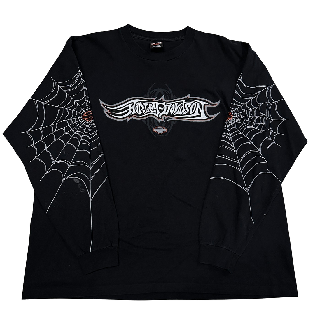 Harley Davidson 'Berwyn, IL' Spiderweb Vintage Black Tee