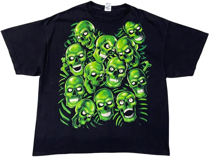 Liquid Blue 'Green Skull Pile' Front Only Vintage Tee