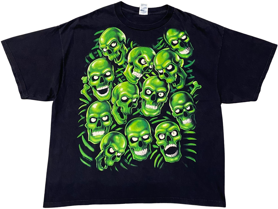 Liquid Blue 'Green Skull Pile' Front Only Vintage Tee