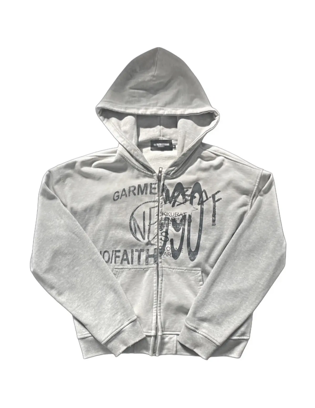 No Faith Studios 'Grey' Zip Up Hoodie