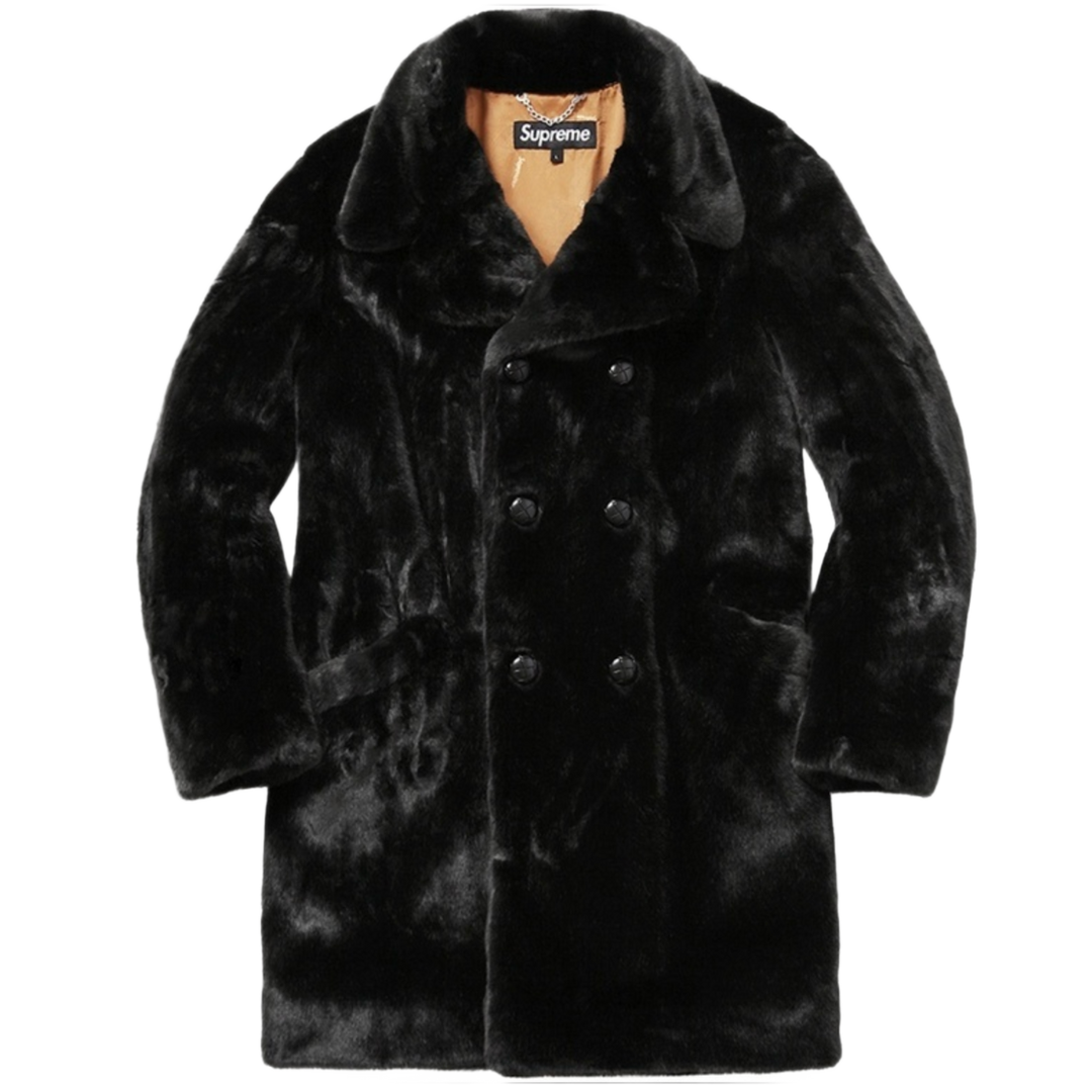 Supreme 'Black' Faux Fur Double-Breasted Coat