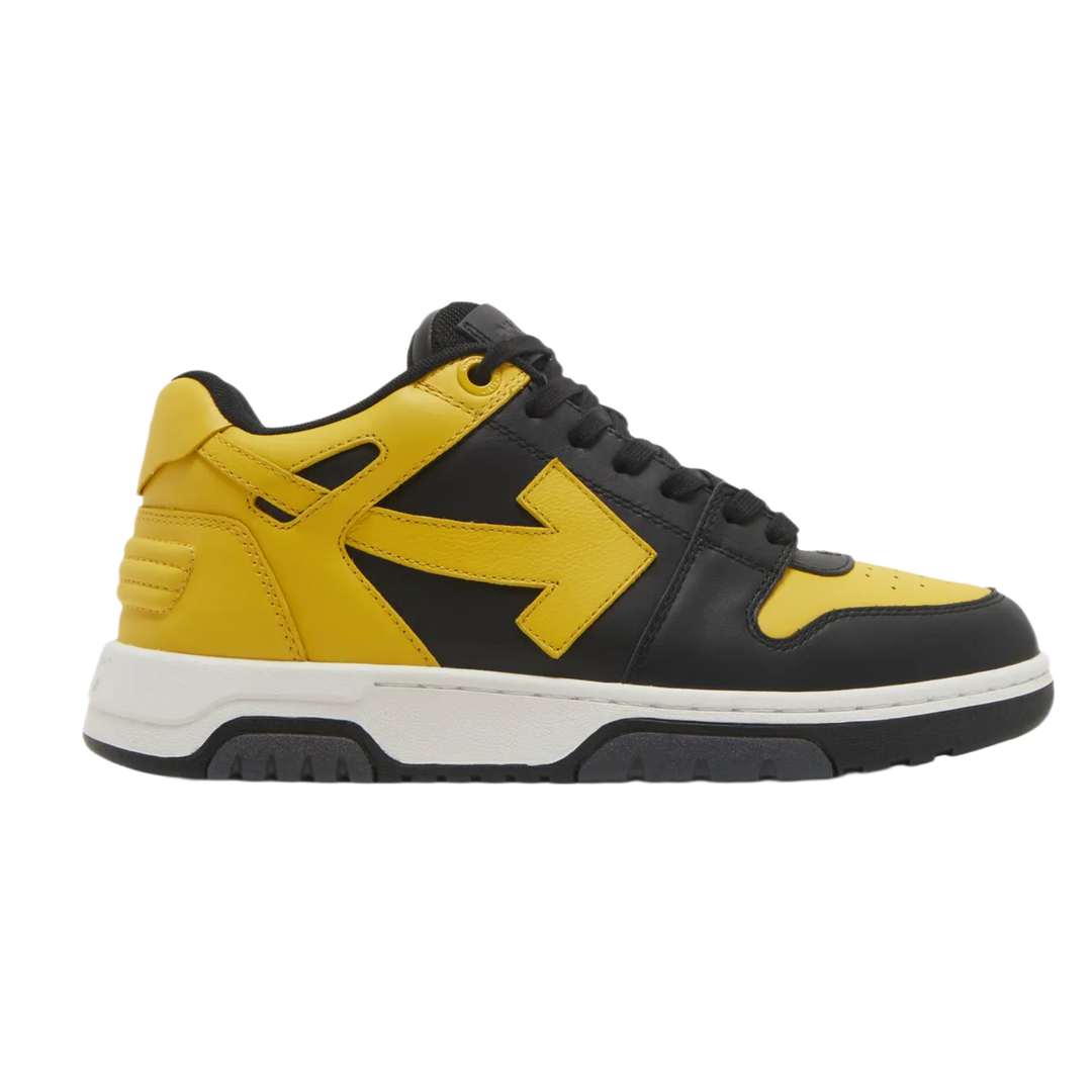 Off-White 'Out of Office' Black Lemon Yellow Leather Low-Top Sneakers