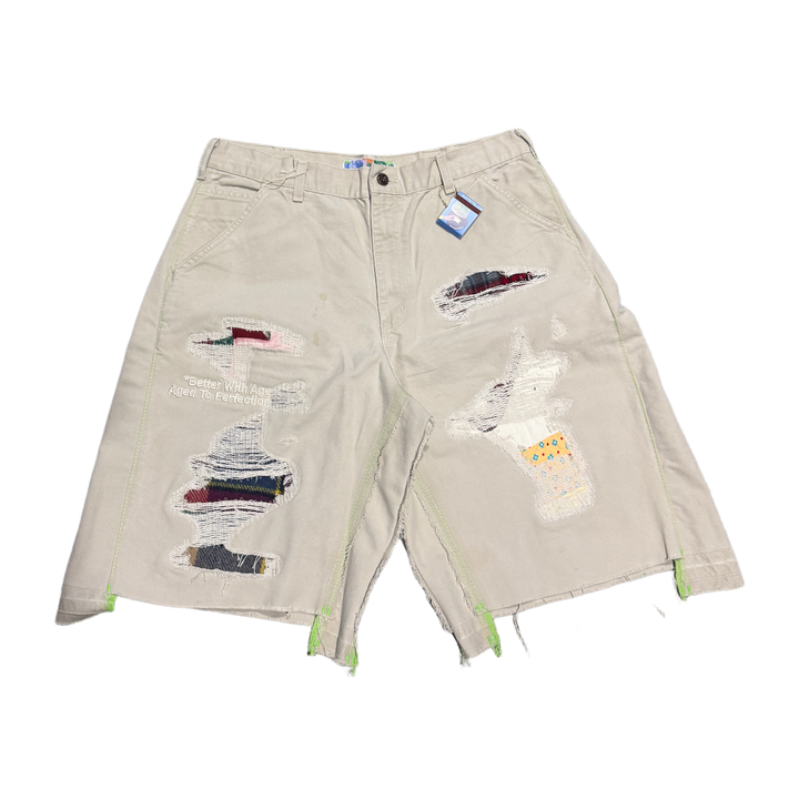 *Better With Age 'Repair' Tan Double Wide Carpenter Shorts