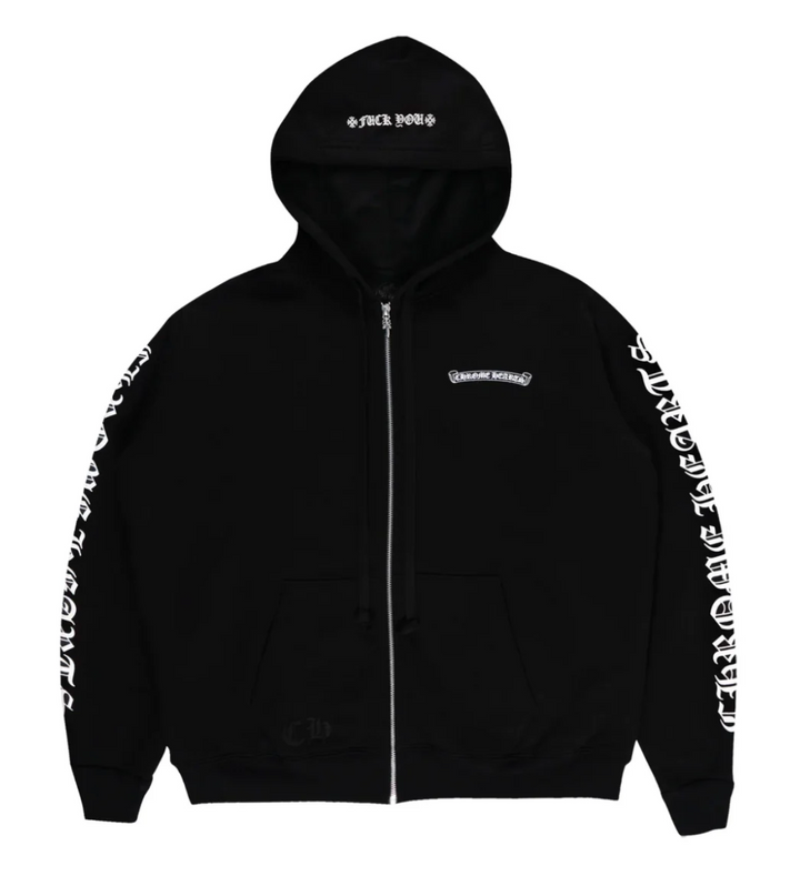 Chrome Hearts 'Scroll Logo' Black Zip Up Hoodie