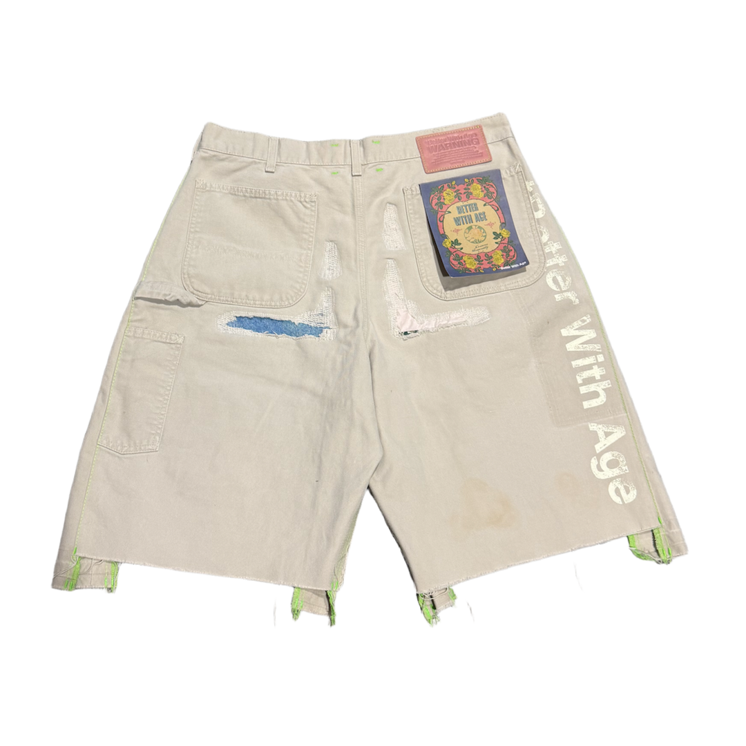*Better With Age 'Repair' Tan Double Wide Carpenter Shorts