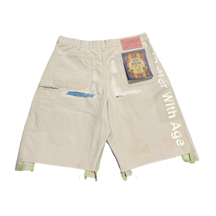 *Better With Age 'Repair' Tan Double Wide Carpenter Shorts