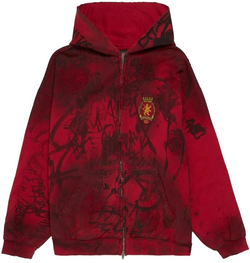 Balenciaga 'Red' Skater Zip Up Hoodie – Showroom LA