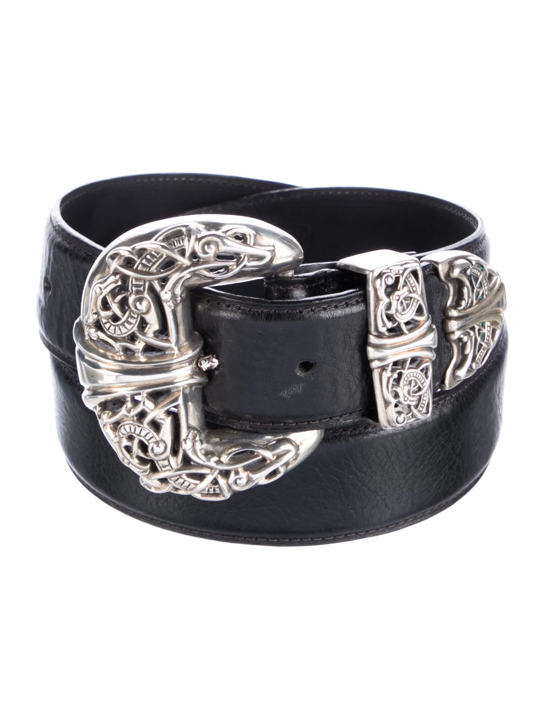 Chrome Hearts 'Celtic Dragon' Black Leather Belt