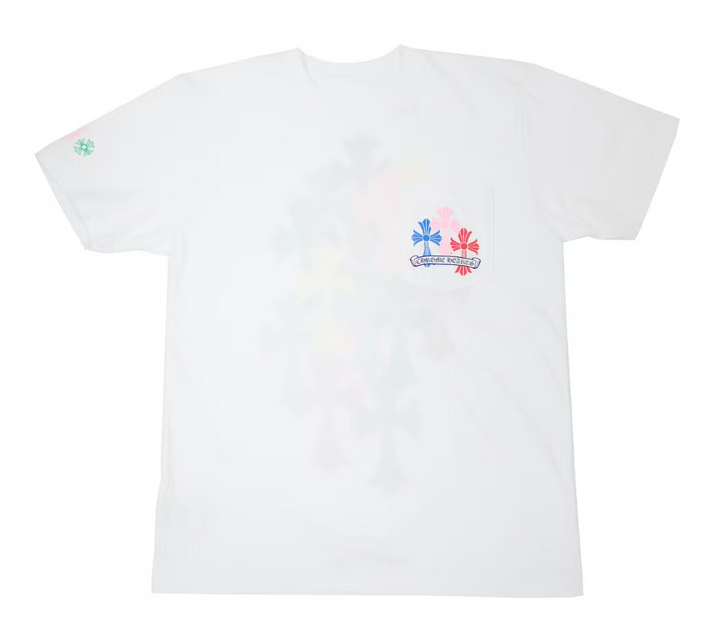 Chrome Hearts 'Multi Color Cross' Cemetery Pocket White Tee