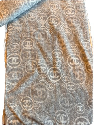 Chanel Rabbit Fur &amp; Cashmere Reversible CC Print Scarf
