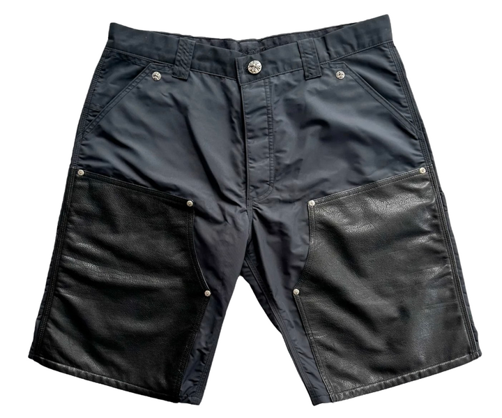 Chrome Hearts 'Black' Nylon & Leather Double Knee Carpenter Shorts